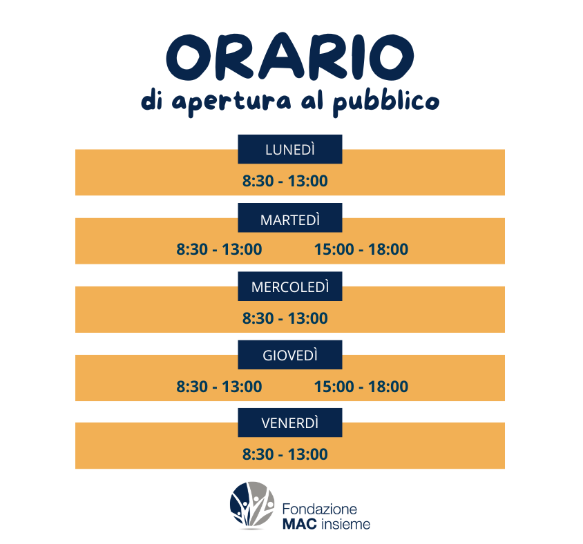tabella con orari di apertura della fondazione